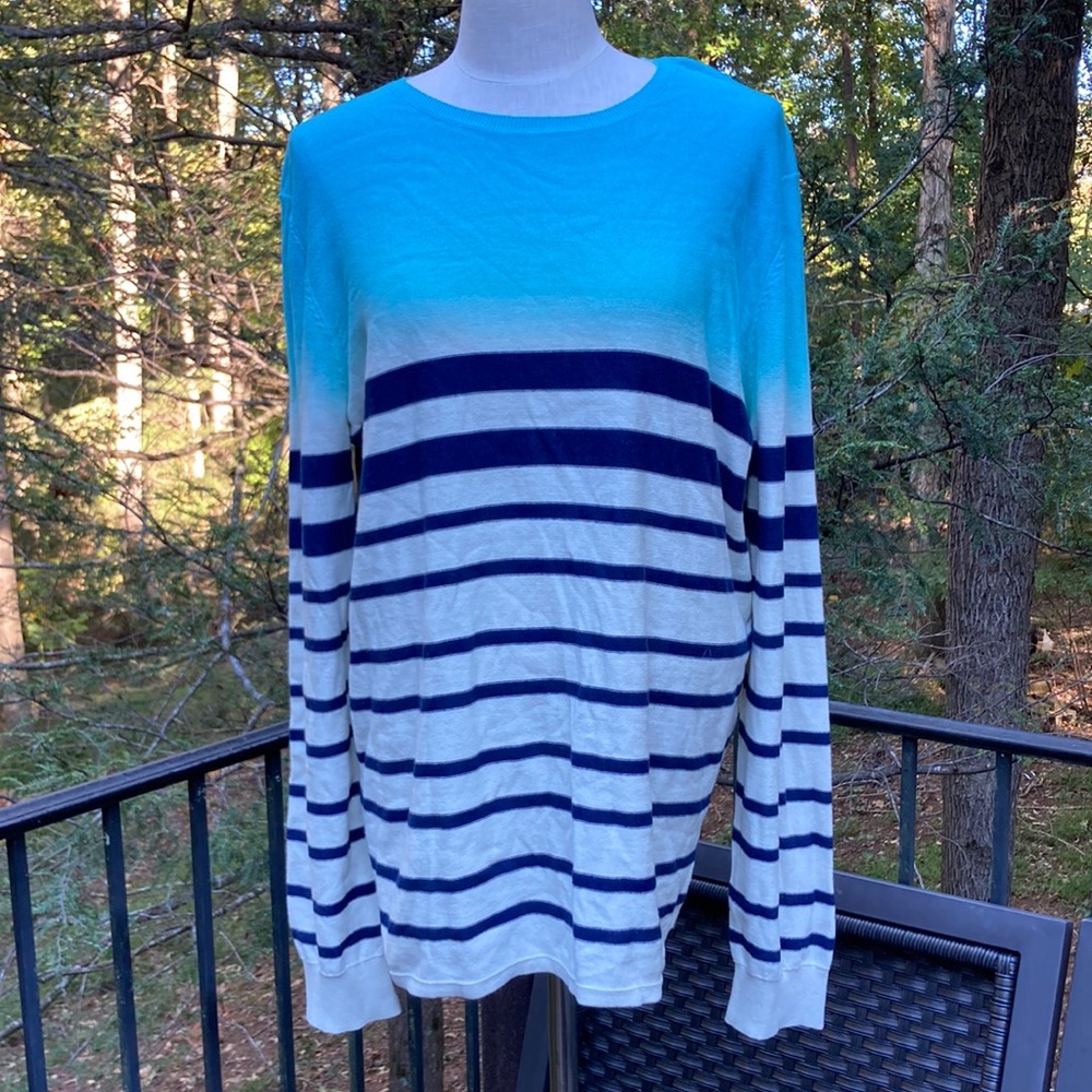 NWT Guess blue/white striped knit top Sz XXL